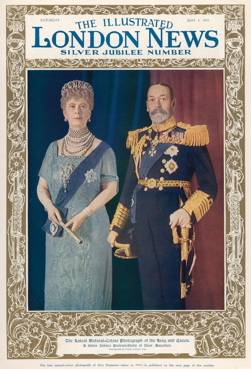 Portrait du roi George V (1865-1936) et de la reine Mary (1867-1953) de The Illustrated London News, 4 mai 1935 - English School
