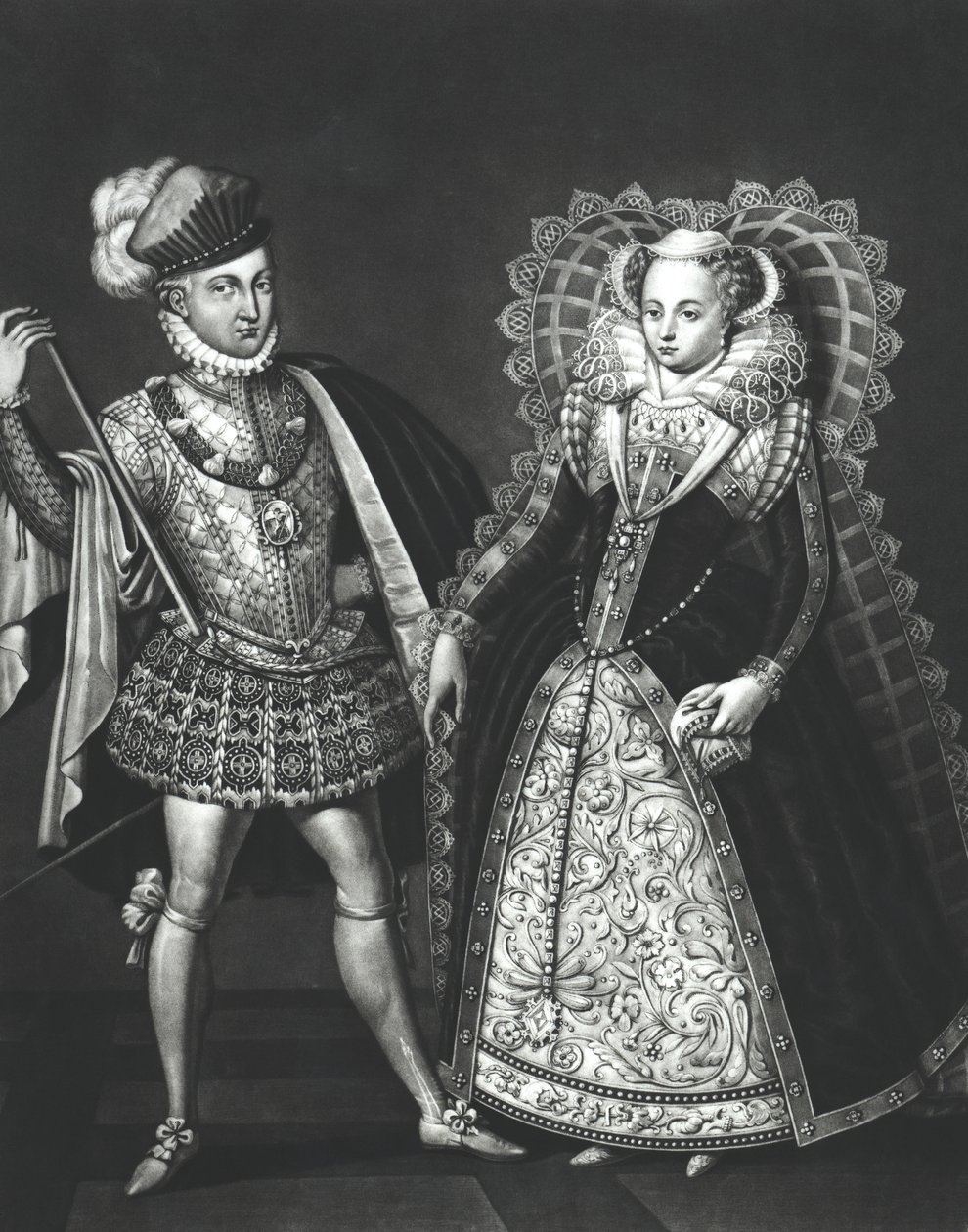 Portrait de Marie Stuart (1542-87) et Henry Stewart, Lord Darnley (1545-67), 29 juin 1565 - English School