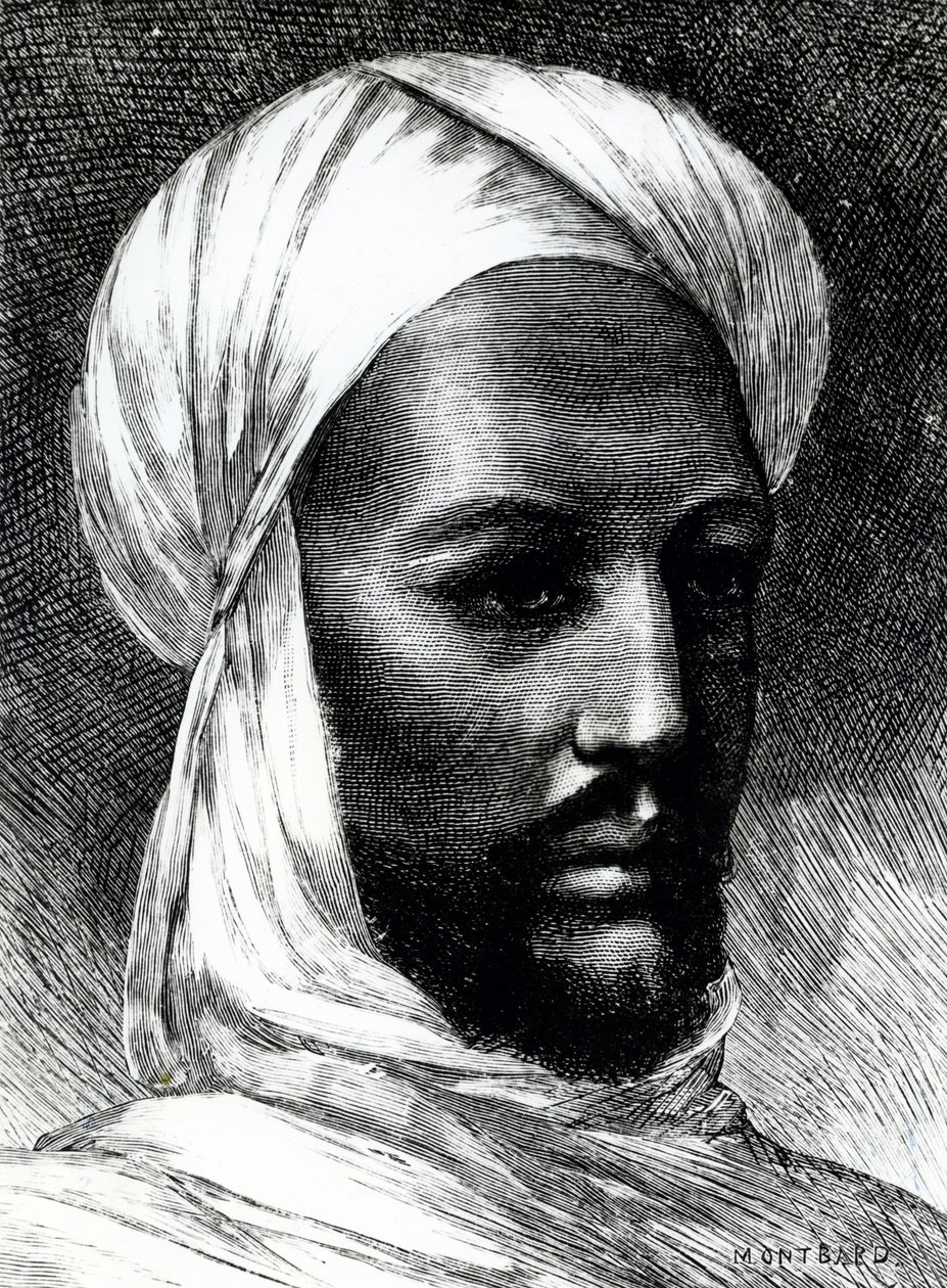Portrait de Muhammad Ahmad (1844-1885), connu sous le nom de Mahdi, chef des derviches en guerre contre les Britanniques en 1884, guerres coloniales, Soudan - English School