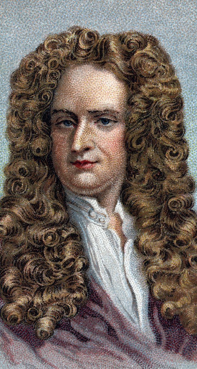 Portrait de Sir Isaac Newton 1642-1727, physicien et mathématicien anglais - De la série « Leaders of Men » - Chromolithographie - École anglaise, 20e siècle - English School