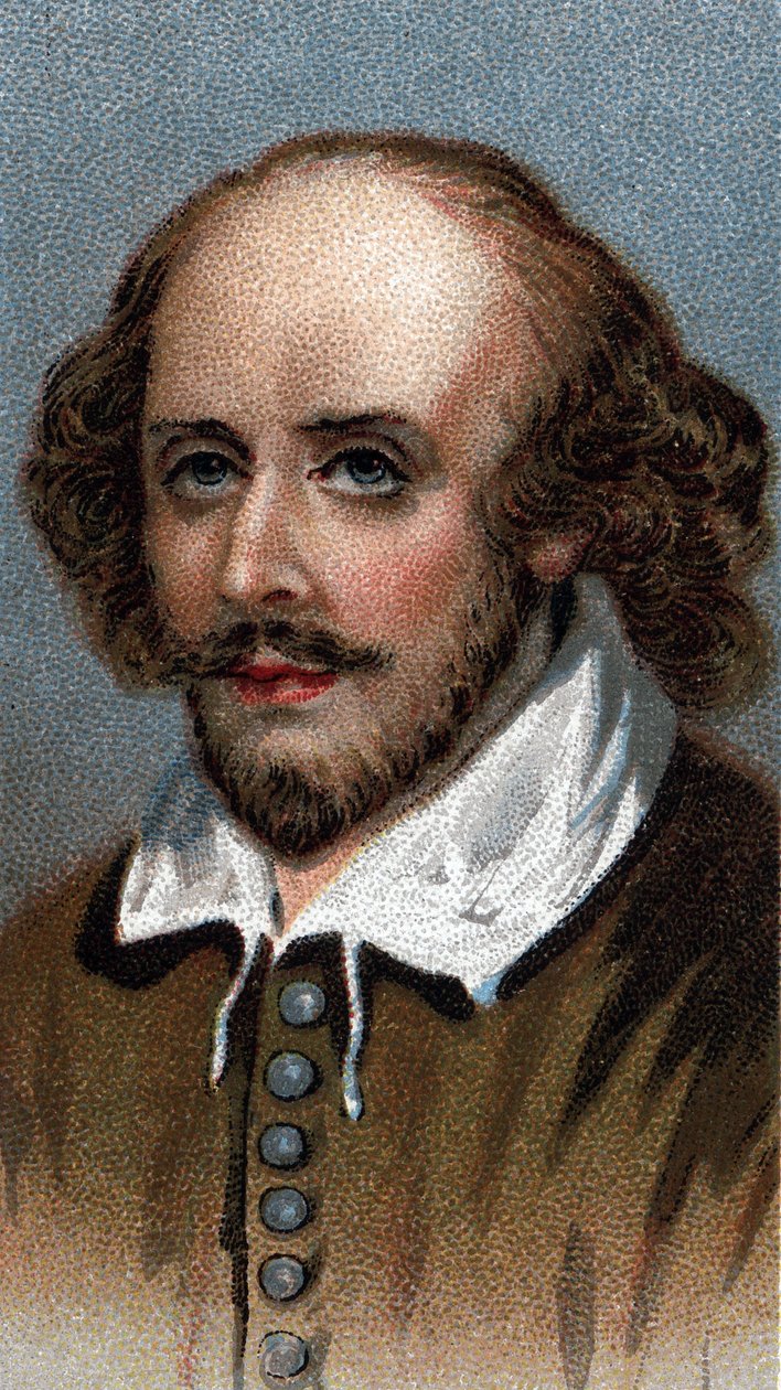 Portrait de William Shakespeare, dramaturge anglais - De la série "Leaders of Men" - Chromolithographie - École anglaise, XXe siècle - English School