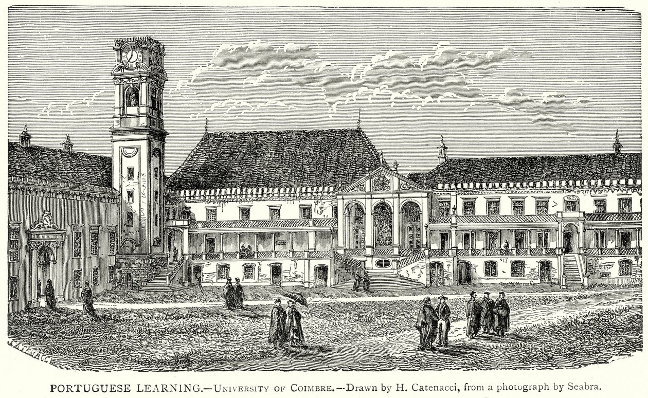 Apprentissage du portugais. - Université de Coimbre (gravure) - English School