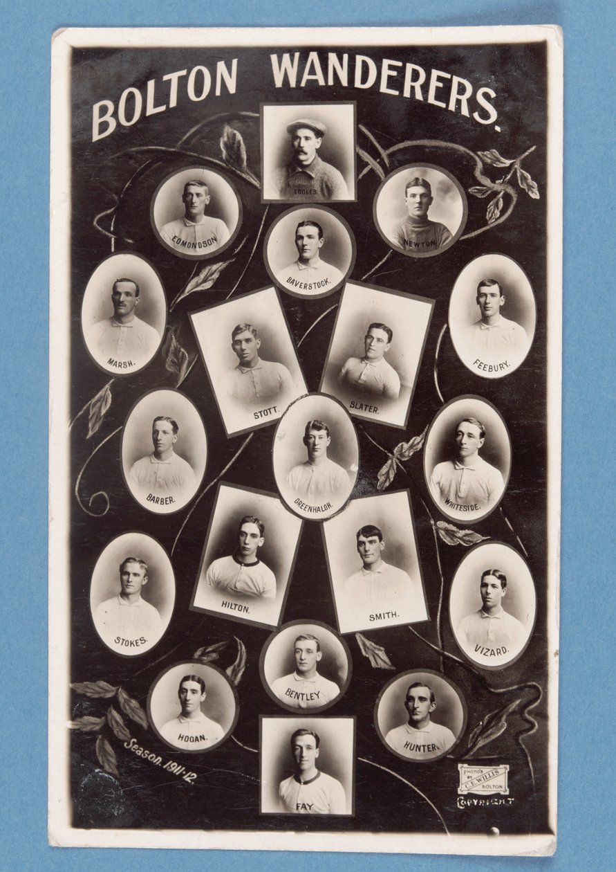 Carte postale des joueurs de Bolton Wanderers FC, saison 1911-12 - English School