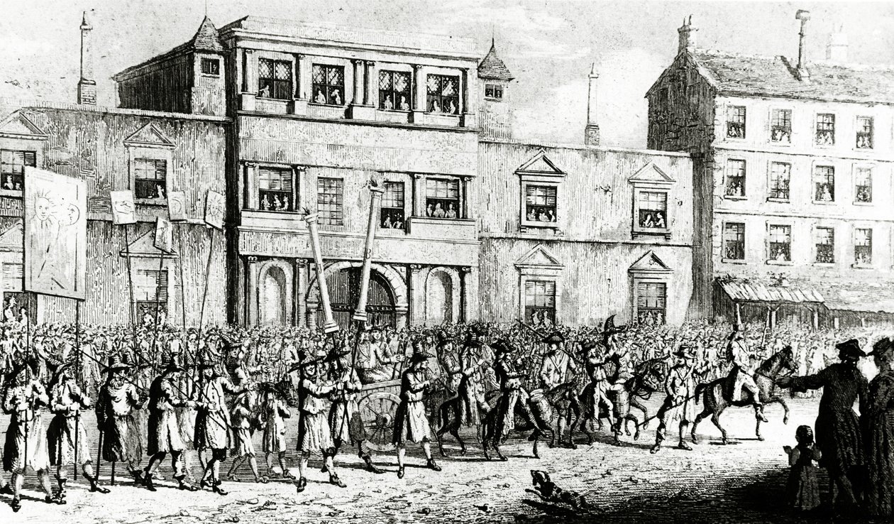 Procession de 1741 à Londres se moquant des francs-maçons, 1843 - English School