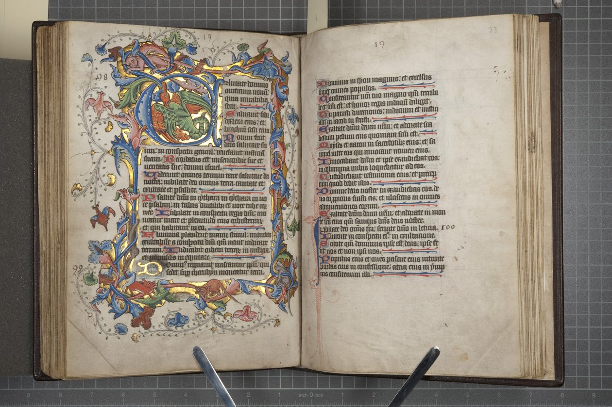 Psautier avec calendrier Sarum, Fol 72 verso fol 73 recto, vers 1425-75 - English School
