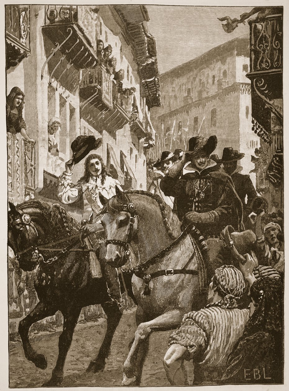 Réception publique du prince Charles à Madrid, illustration de Cassells Illustrated History of England - English School