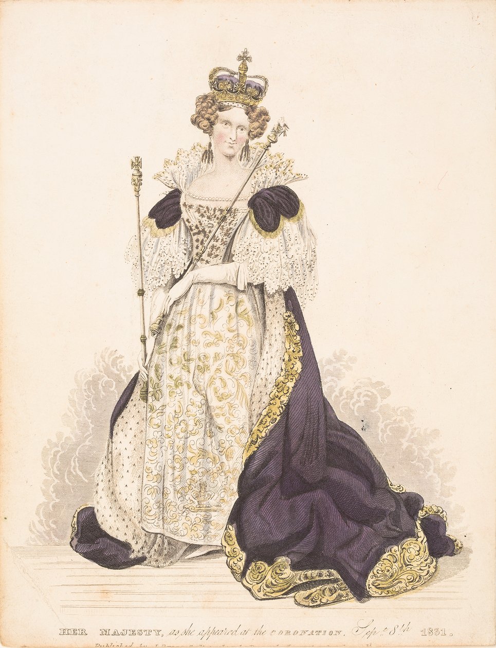 La reine Adélaïde dans ses robes de couronnement - English School