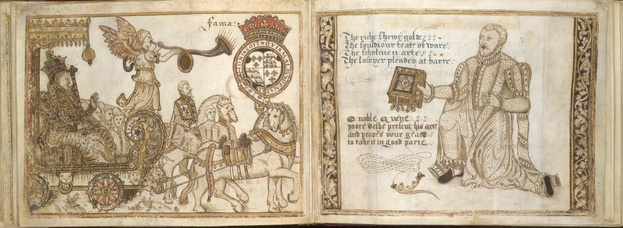 La reine Élisabeth avec la Renommée - English School