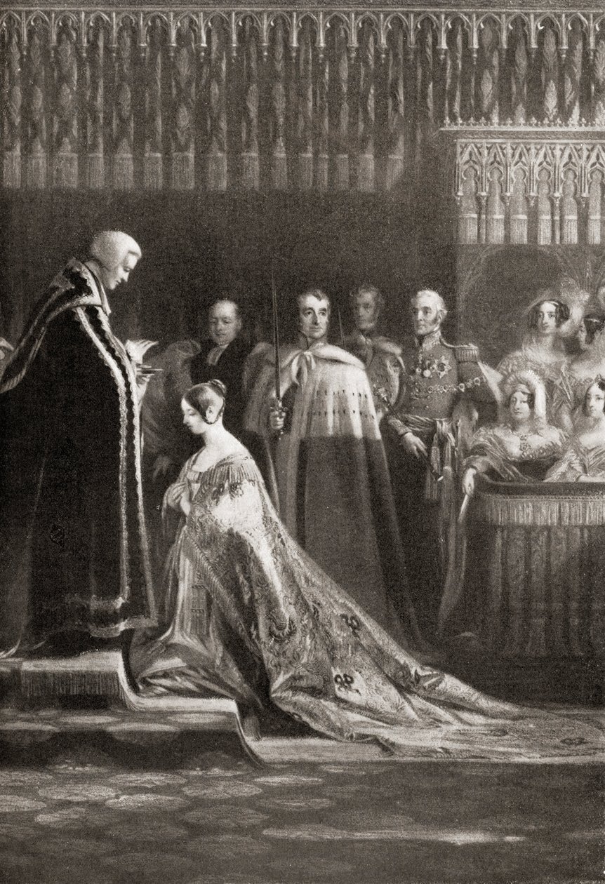 La reine Victoria recevant le Saint-Sacrement après son couronnement - English School