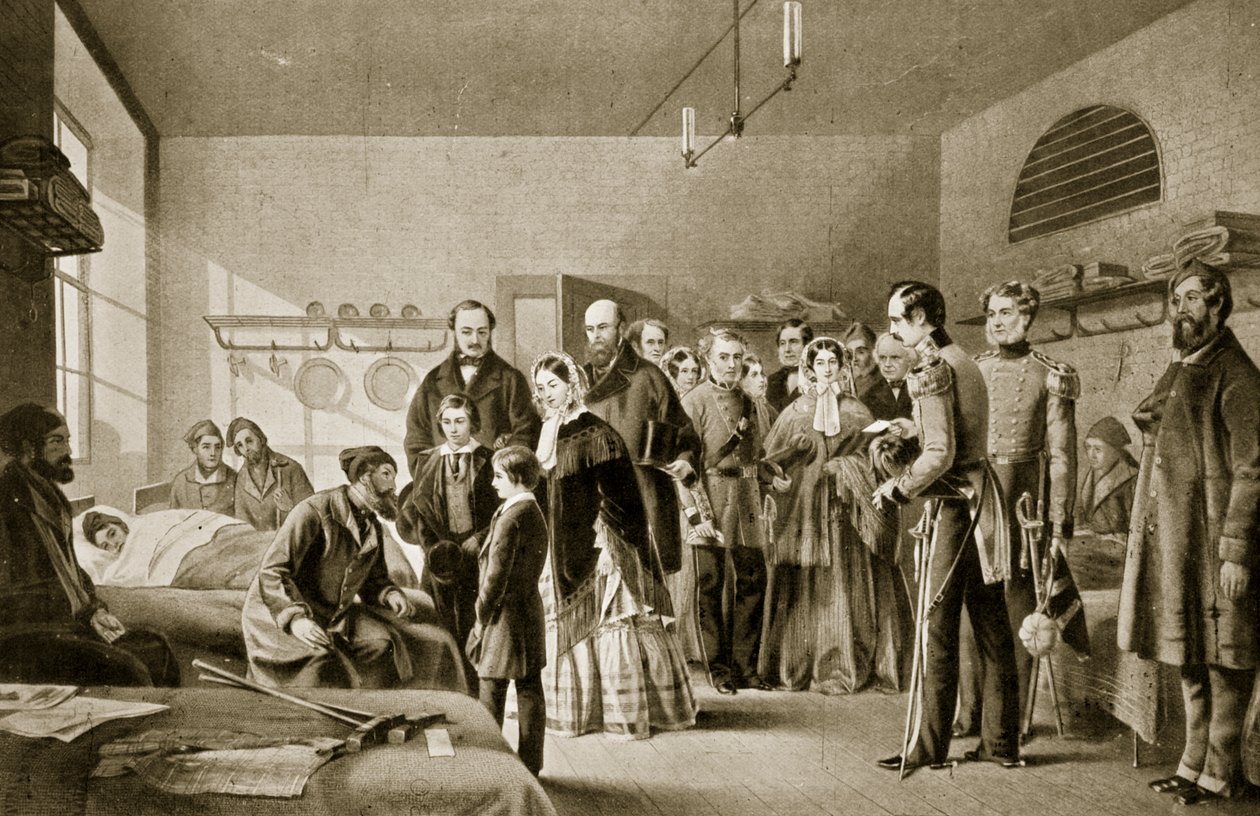 La reine Victoria visitant les blessés - English School
