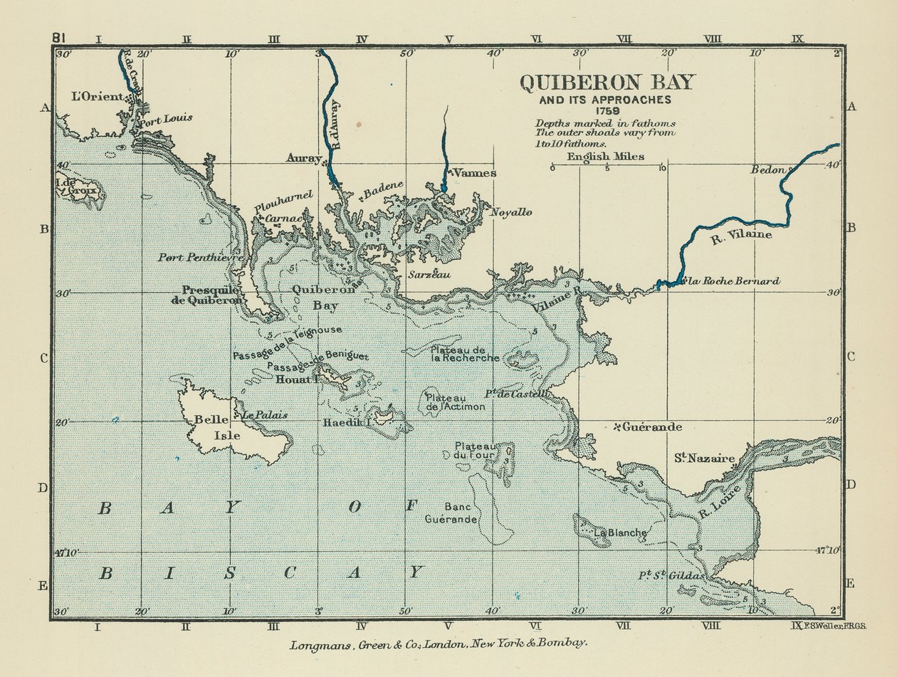Baie de Quiberon et ses abords (lithographie couleur) - English School