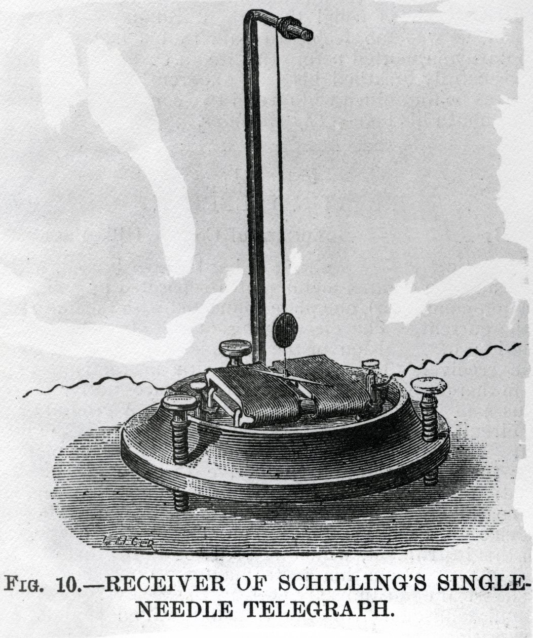 Récepteur du télégraphe à aiguille unique de Schilling (gravure) - English School