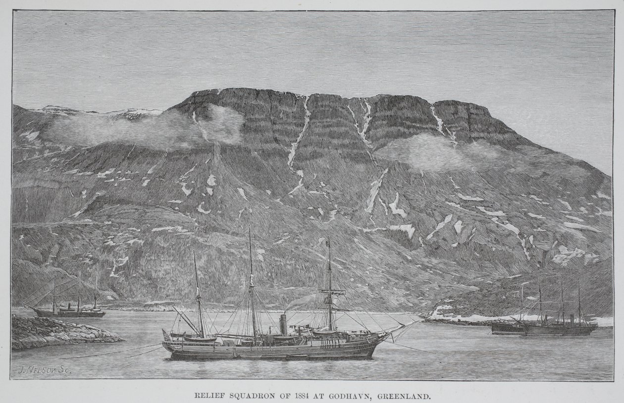 Escadron de secours de 1884 à Godhavn, Groenland, publié à Londres en 1886 - English School