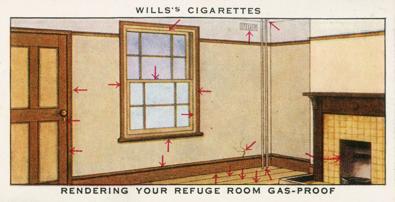 Rendre votre salle de refuge étanche au gaz (lithographie couleur) - English School