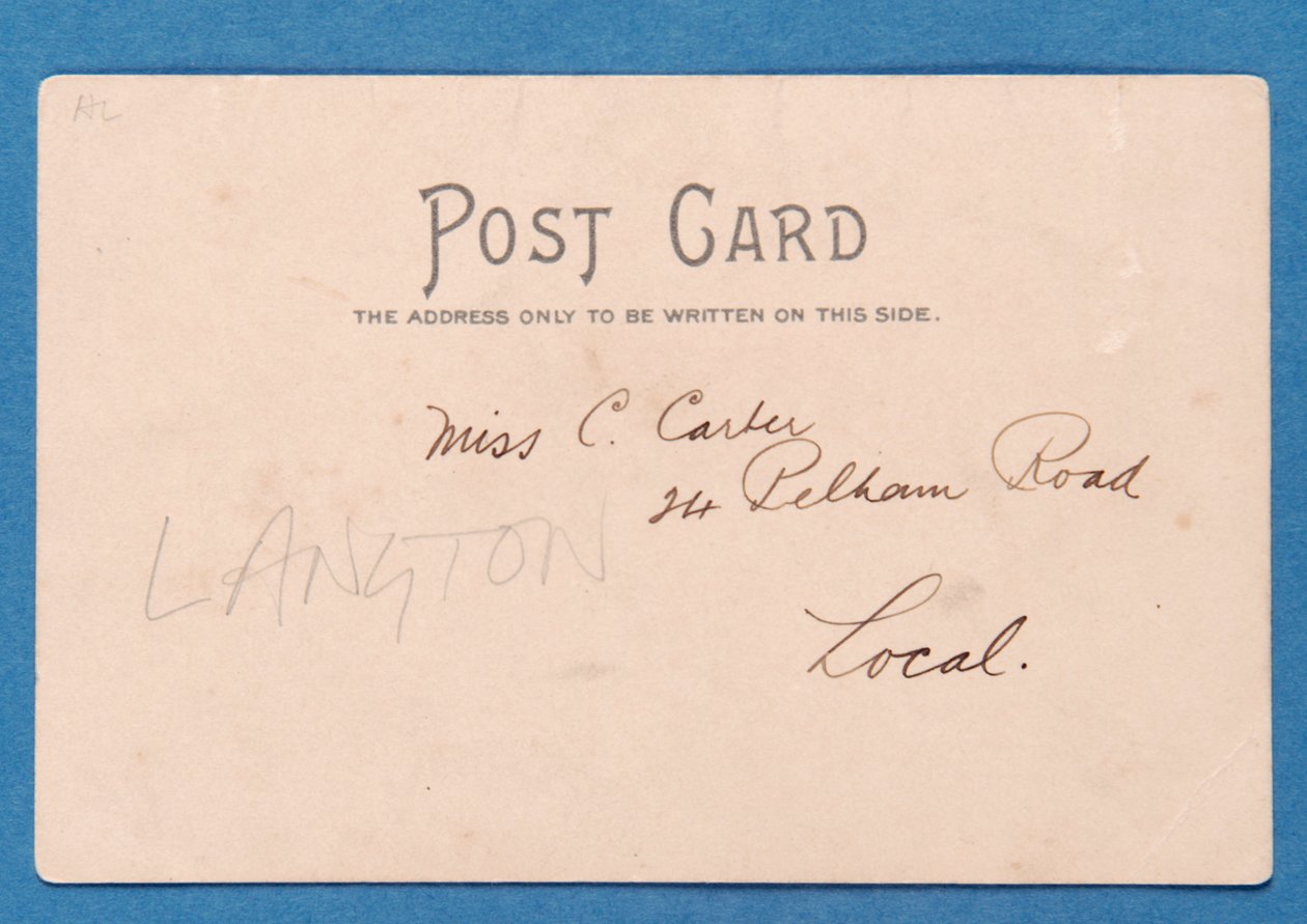 Dos de la carte postale de J.E. Doig (Sunderland) sauvant un but - English School
