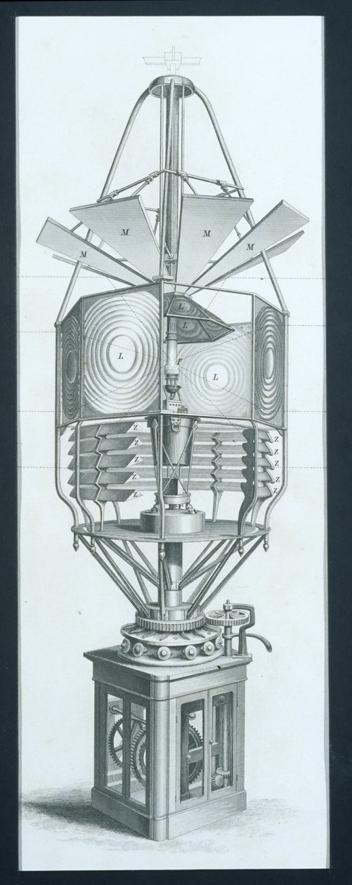 Appareil dioptrique rotatif pour un phare, de Cyclopaedia of Useful Arts & Manufactures, édité par Charles Tomlinson, vers 1880 - English School