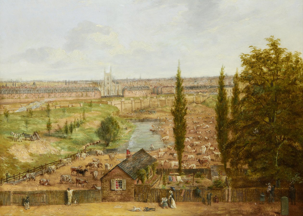 Ferme Rhobess en 1844 (maintenant Ampthill Square à Camden, Londres); porte l