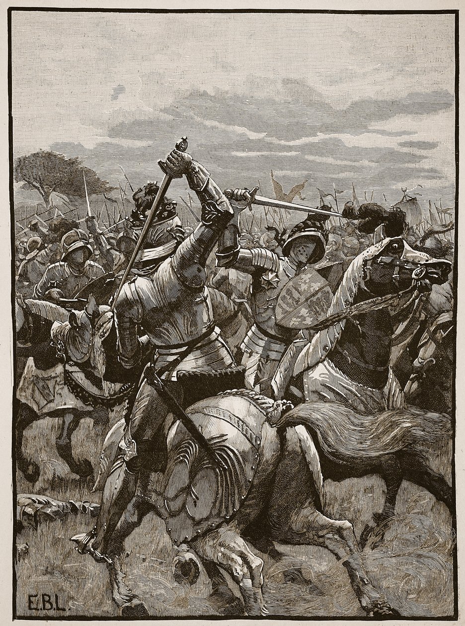 Richard III à la bataille de Bosworth, illustration de Cassells Illustrated History of England - English School