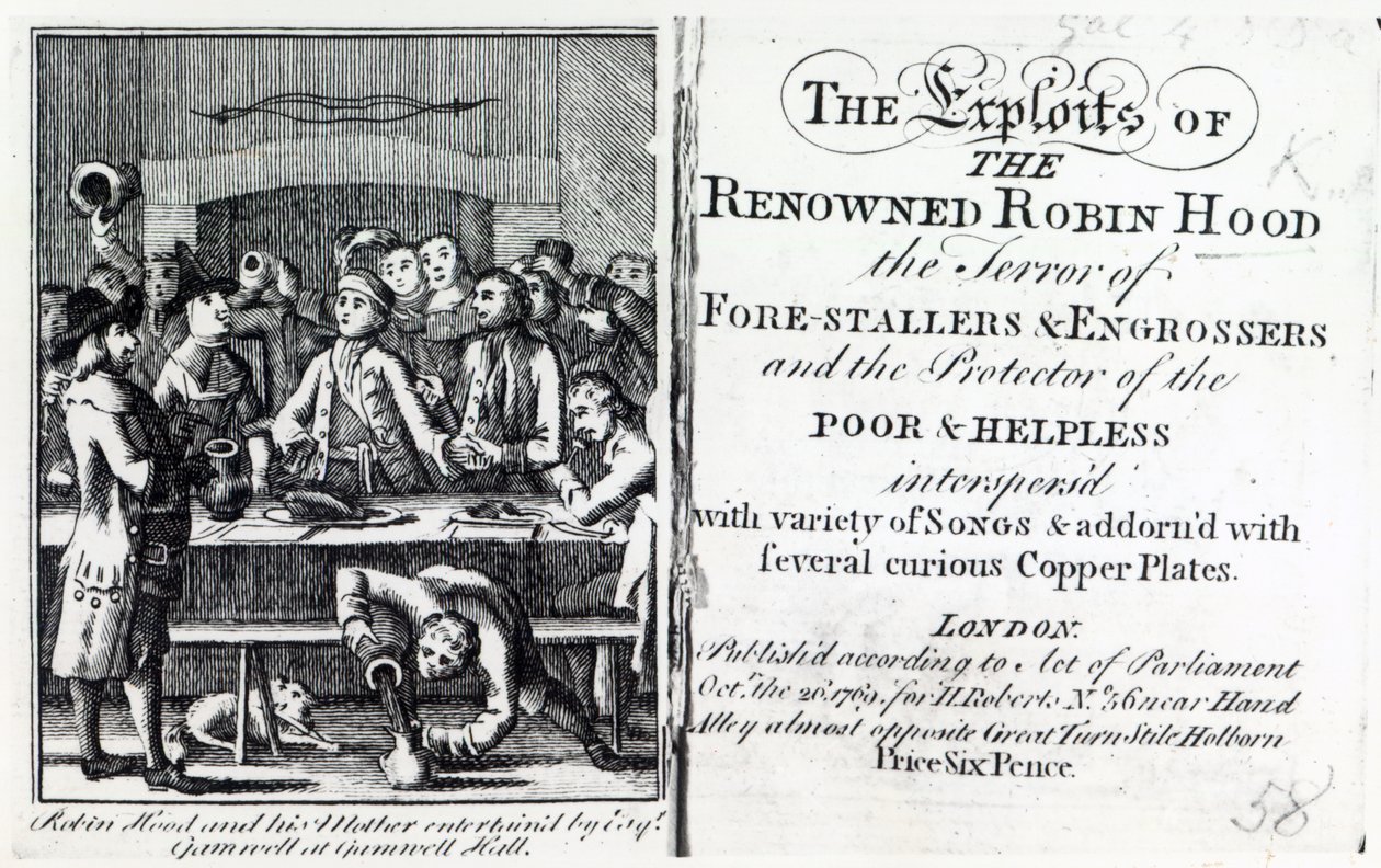 Robin des Bois et sa mère reçus par Esq Gamnell à Gamnell Hall, frontispice de 