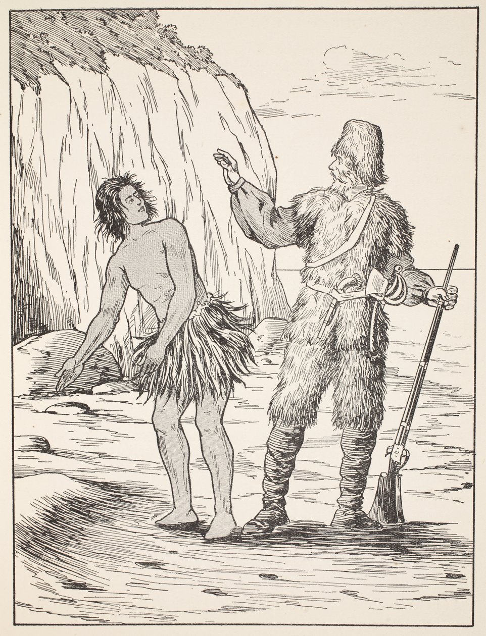 Robinson Crusoé et Vendredi, illustration de L