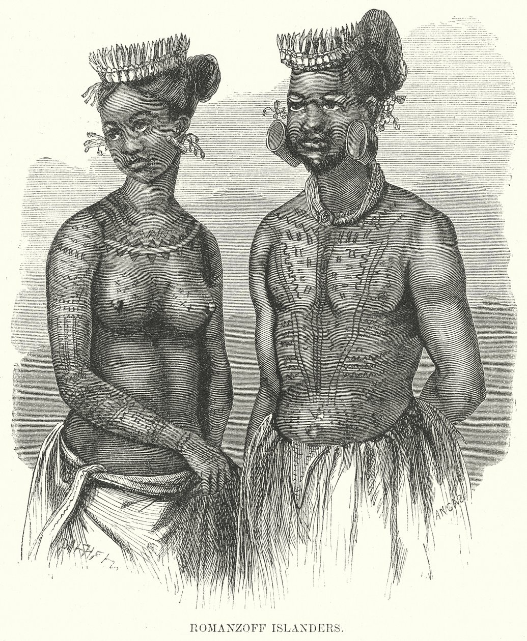Les insulaires de Romanzoff (gravure) - English School