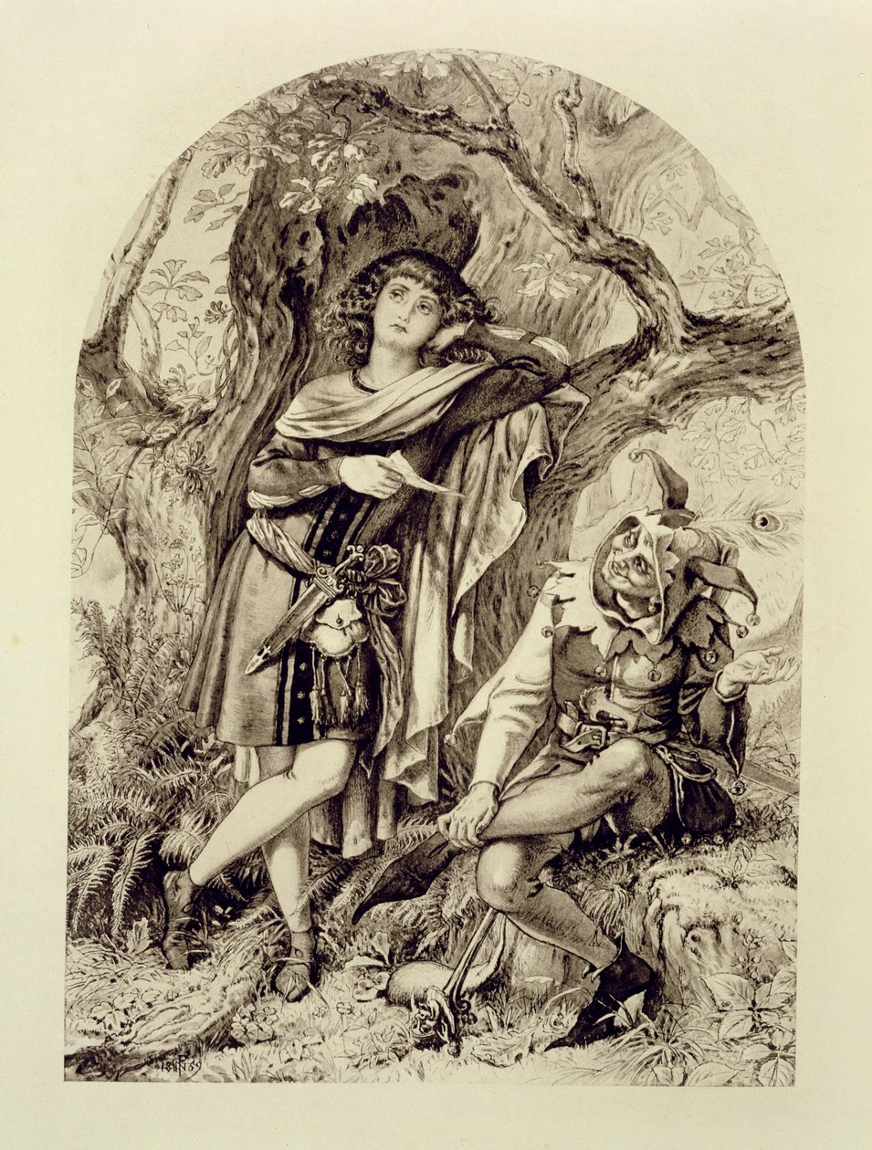 Rosalind et Touchstone, Acte III Scène 2, dans Comme il vous plaira, par William Shakespeare (1564-1616) - English School