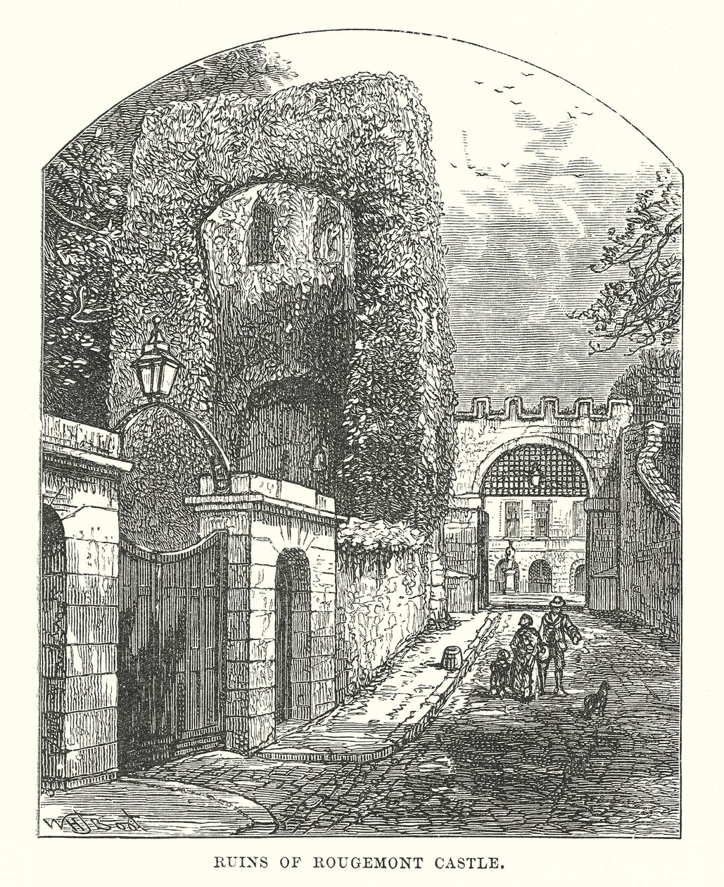 Ruines du château de Rougemont (gravure) - English School