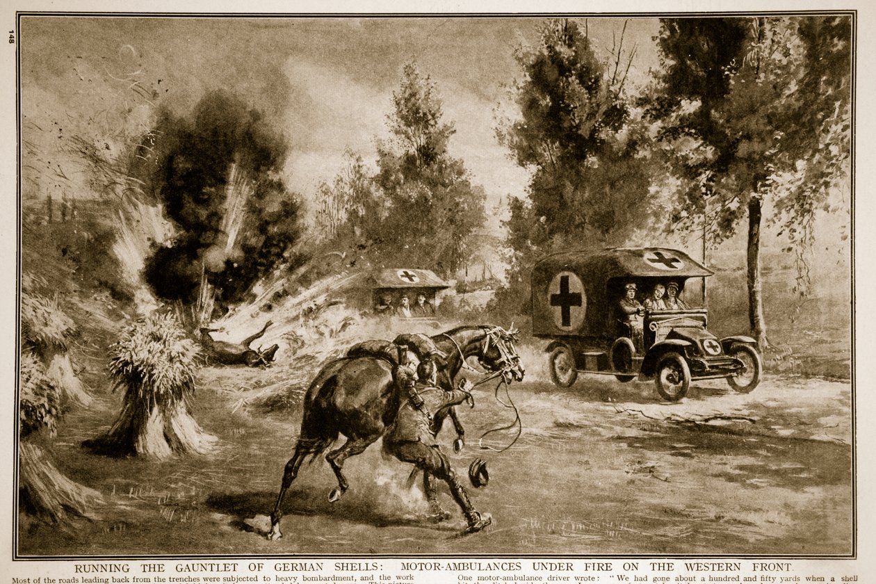 Courir le gant des obus allemands : Ambulances motorisées sous le feu sur le front occidental, 1914-19 - English School