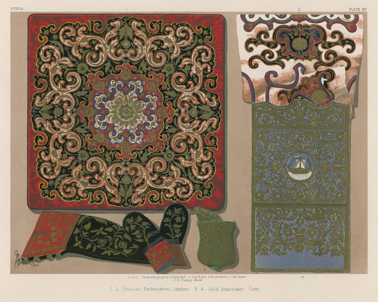 Cuir brodé russe, broderie d