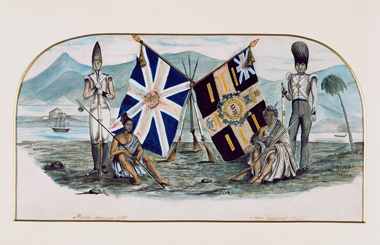 Régiment de Rutlandshire, Amérique du Nord 1759, Nouvelle-Zélande 1845, vers 1850 - English School