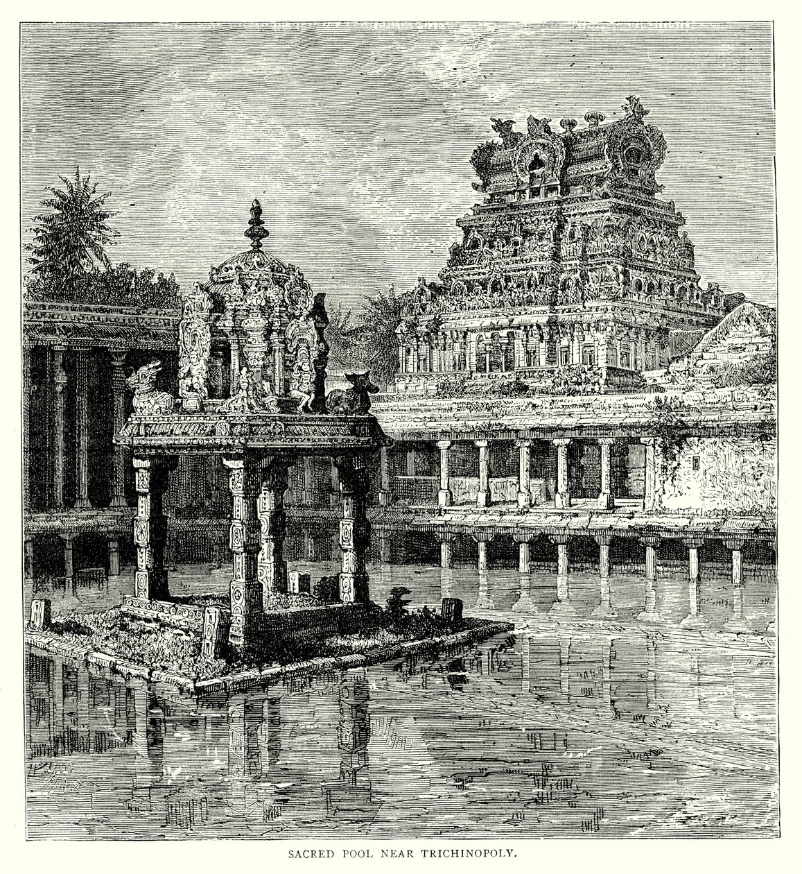 Piscine sacrée près de Trichinopoly (gravure) - English School