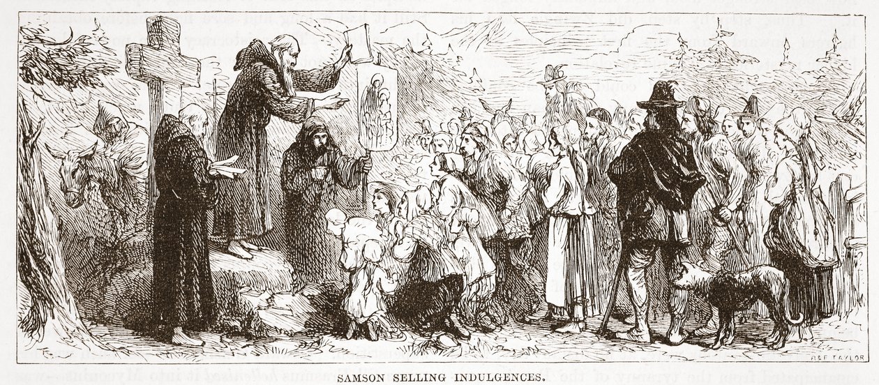 Samson vendant des indulgences, illustration de L