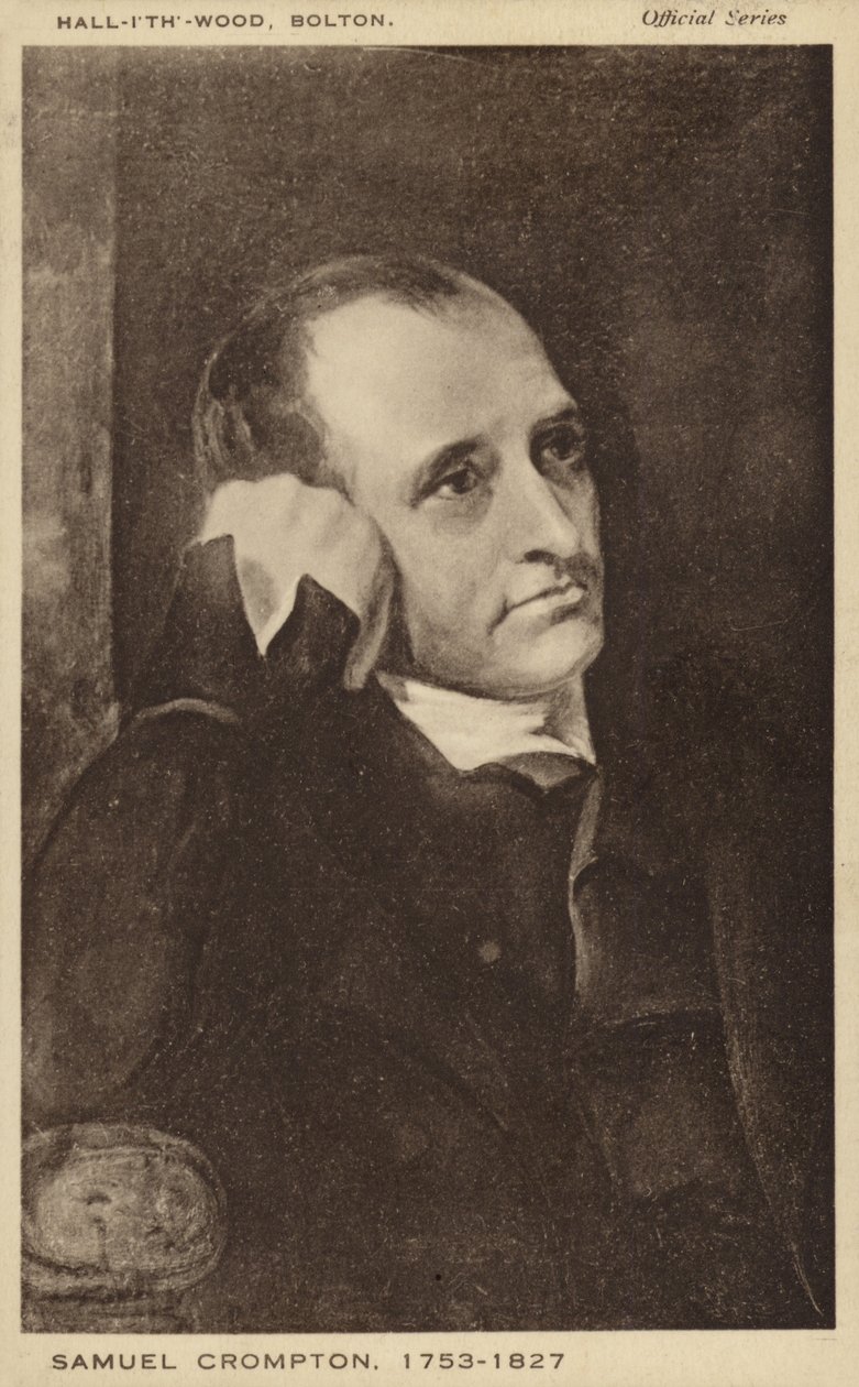 Samuel Crompton (1753-1827), inventeur anglais de la mule à filer (litho) - English School