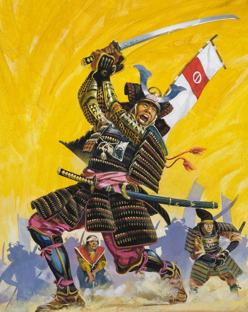 Guerriers samouraïs (gouache sur papier) - English School