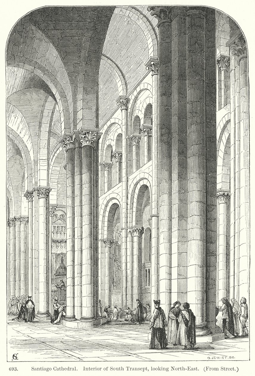 Cathédrale de Santiago. Intérieur du transept sud, en regardant vers le nord-est (gravure) - English School
