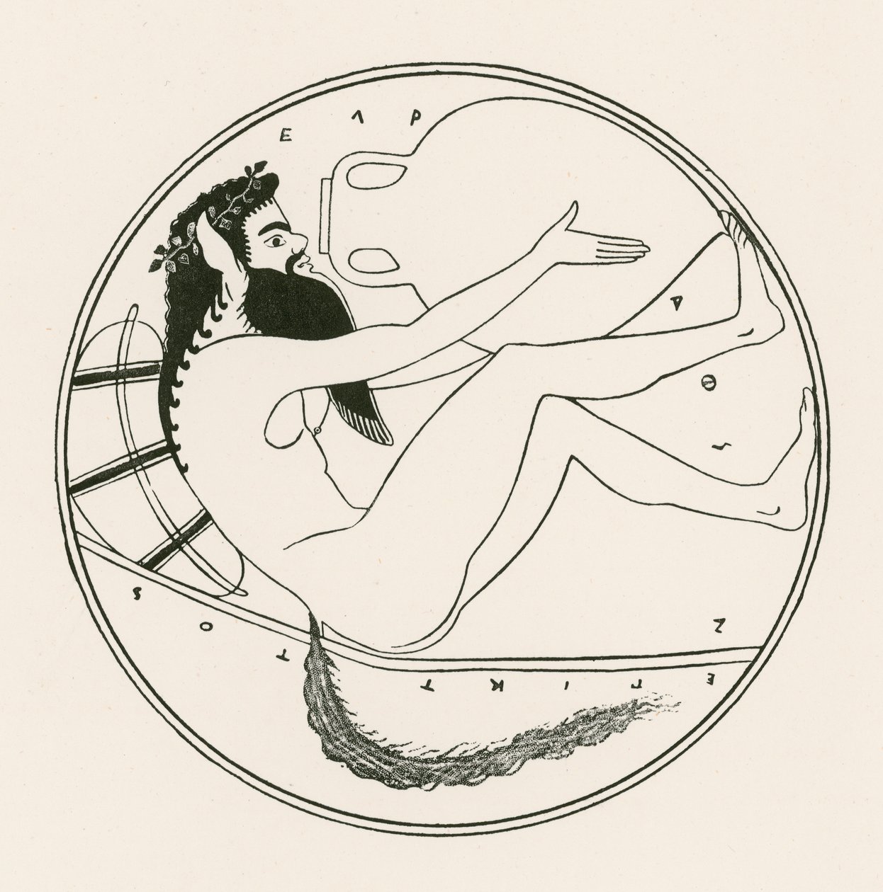 Satyre et amphore (gravure) - English School