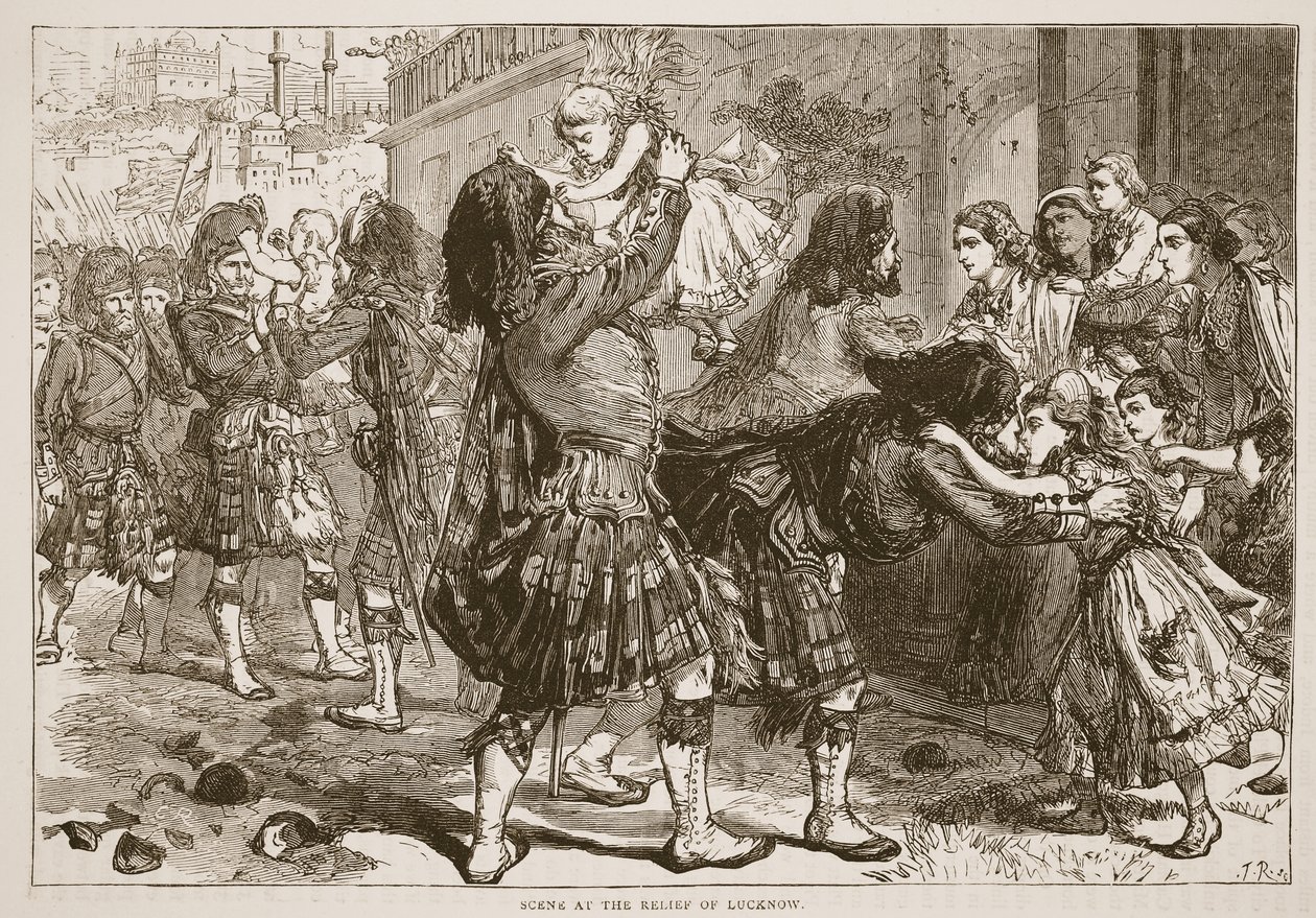 Scène lors de la libération de Lucknow, illustration de Cassells Illustrated History of England - English School