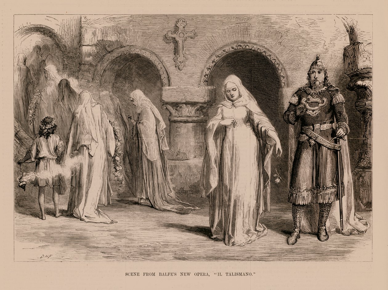 Scène du nouvel opéra de Balfe, "Il Talismano" (gravure) - English School