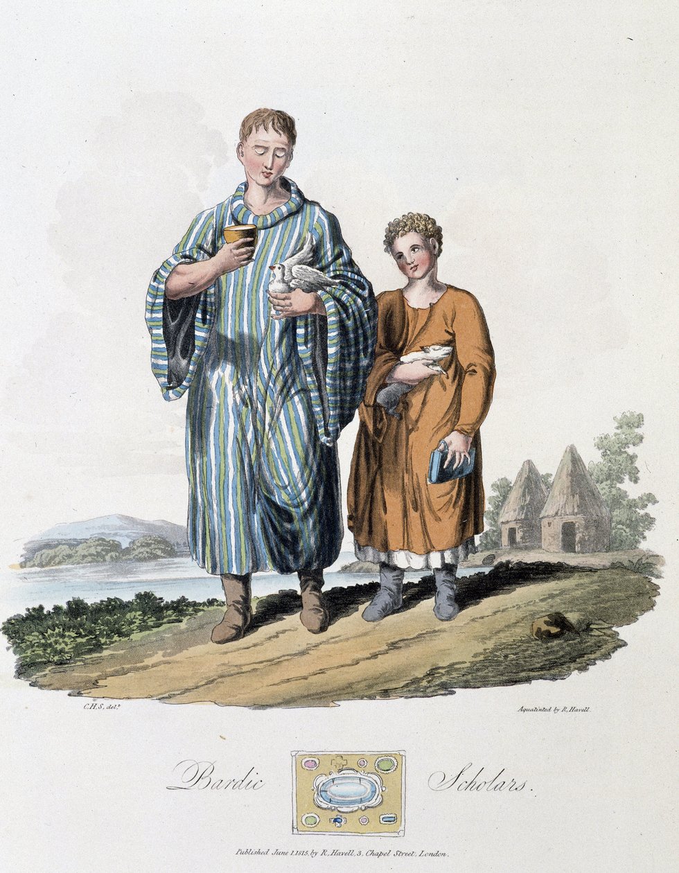 Écolier et son maître - dans « Celtes et Goths, coutumes des habitants des îles britanniques du début du 6e siècle et des nations gothiques de la côte ouest de la Baltique », par S.R. Meyrick et Ch. Smith - English School