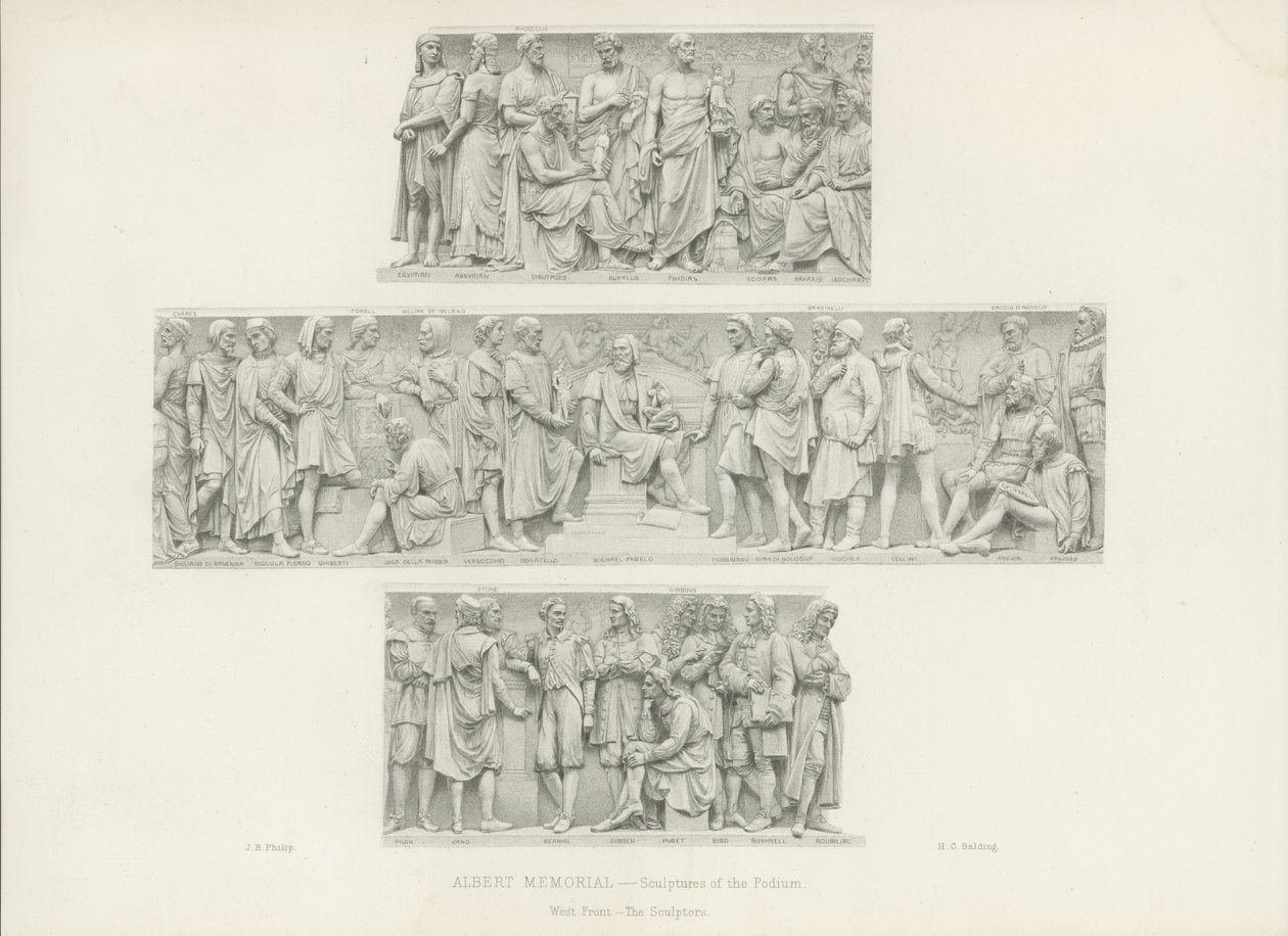 Sculptures sur le podium de l