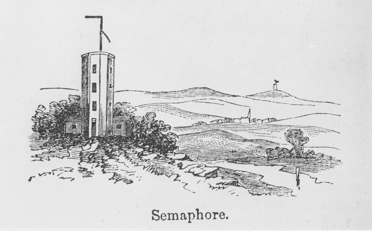 Tour de sémaphore, vers 1840 (gravure) - English School