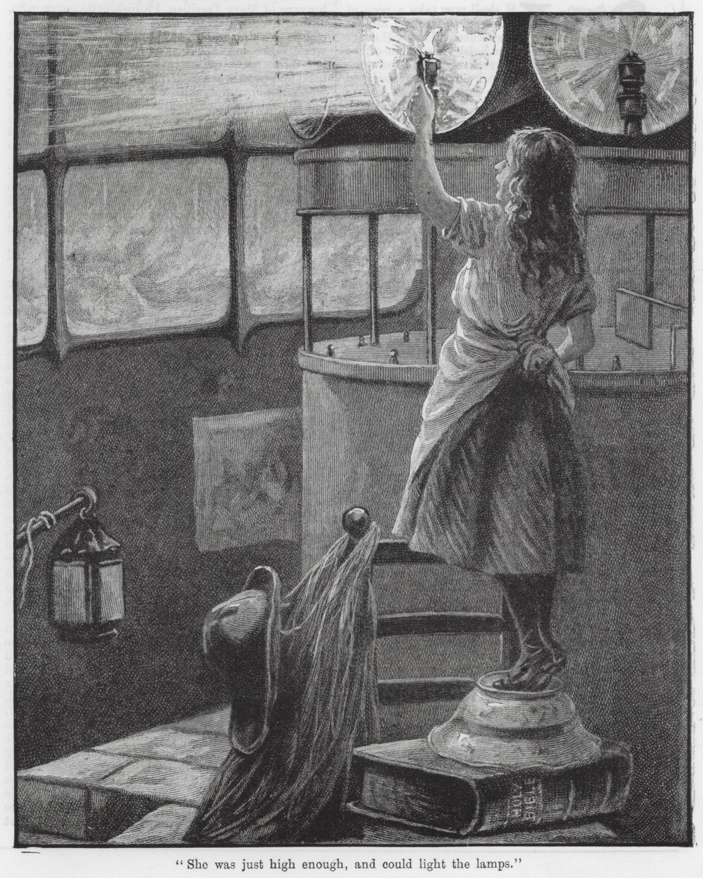 "Elle était juste assez haute, et pouvait allumer les lampes" (gravure) - English School