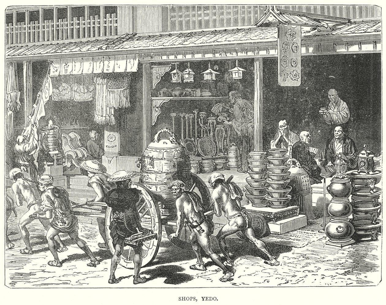 Magasins, Yedo (gravure) - English School
