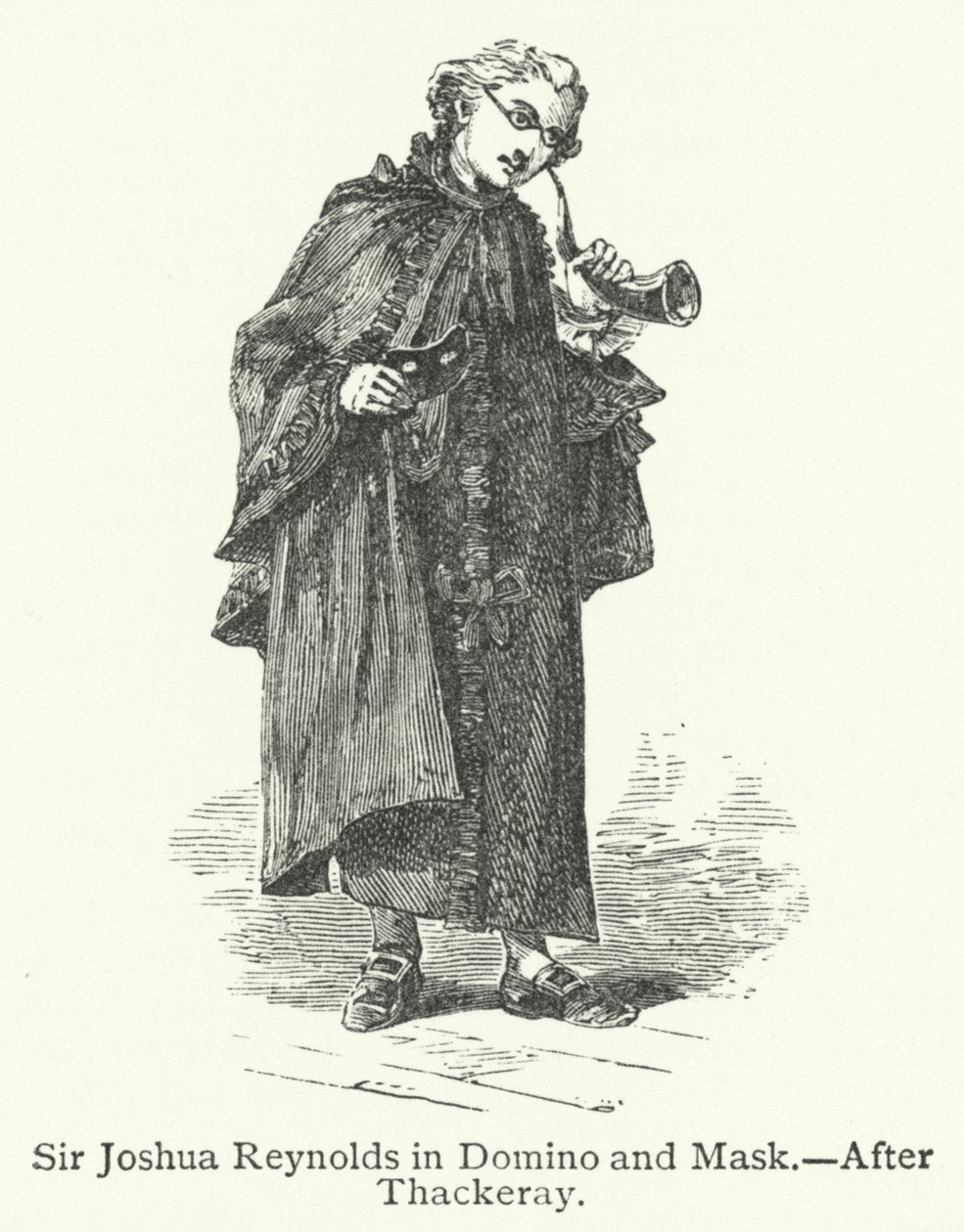 Sir Joshua Reynolds dans Domino et Masque (gravure) - English School