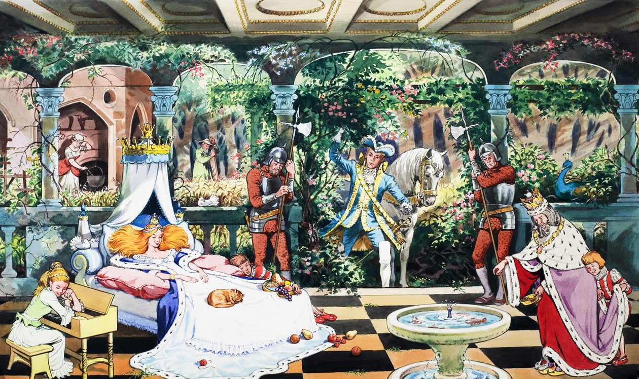 La Belle au bois dormant (gouache sur papier) - English School