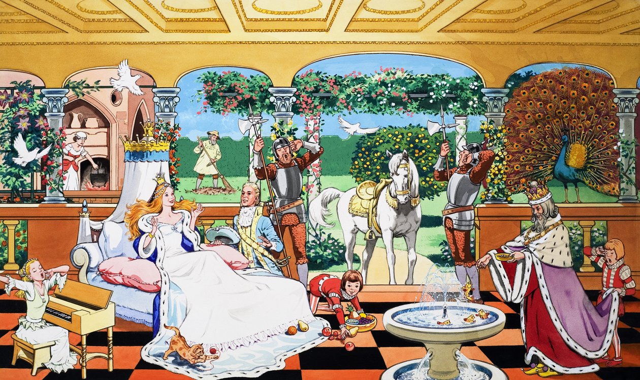 La Belle au bois dormant réveillée (gouache sur papier) - English School