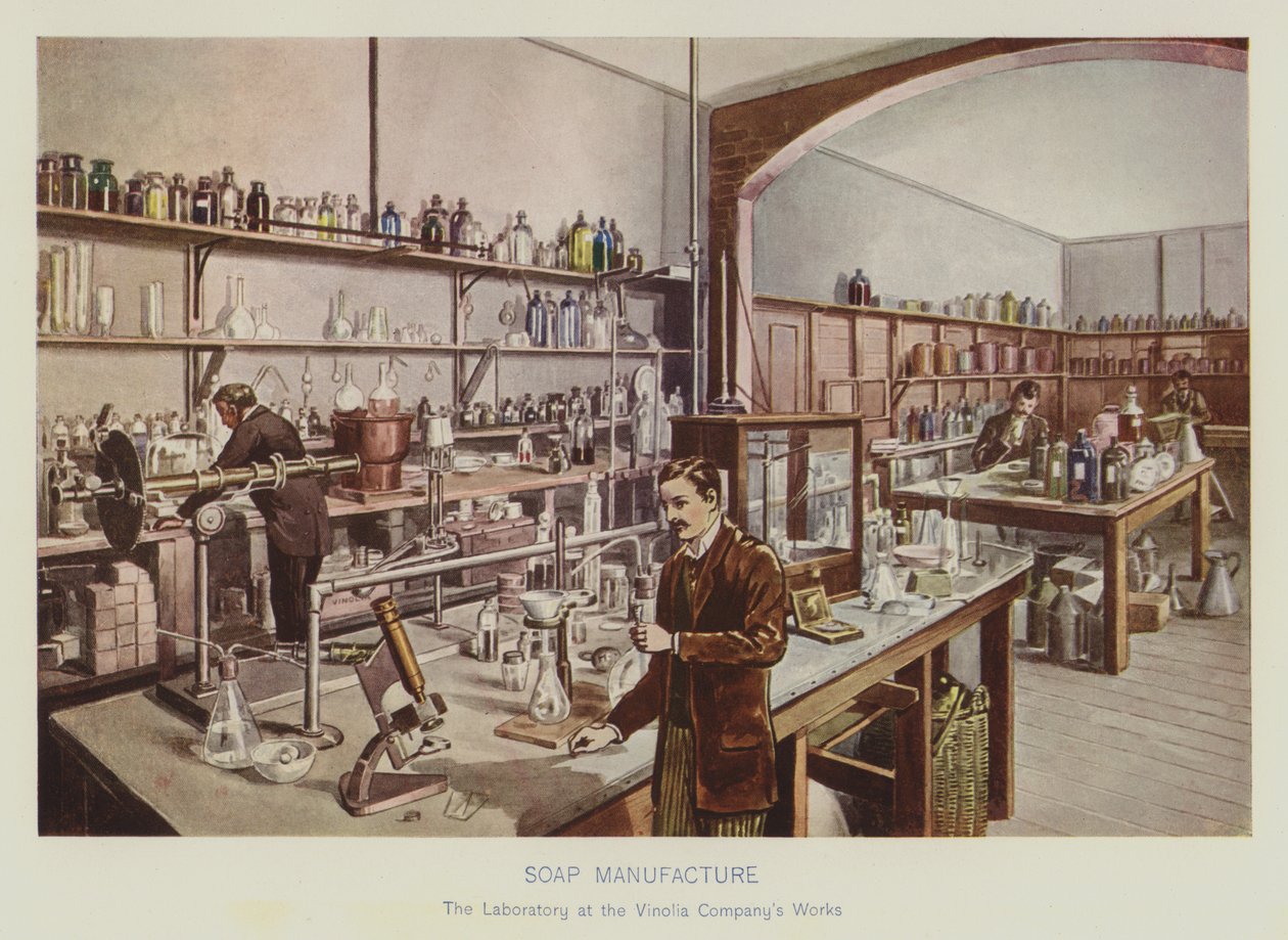 Fabrication de savon (lithographie couleur) - English School