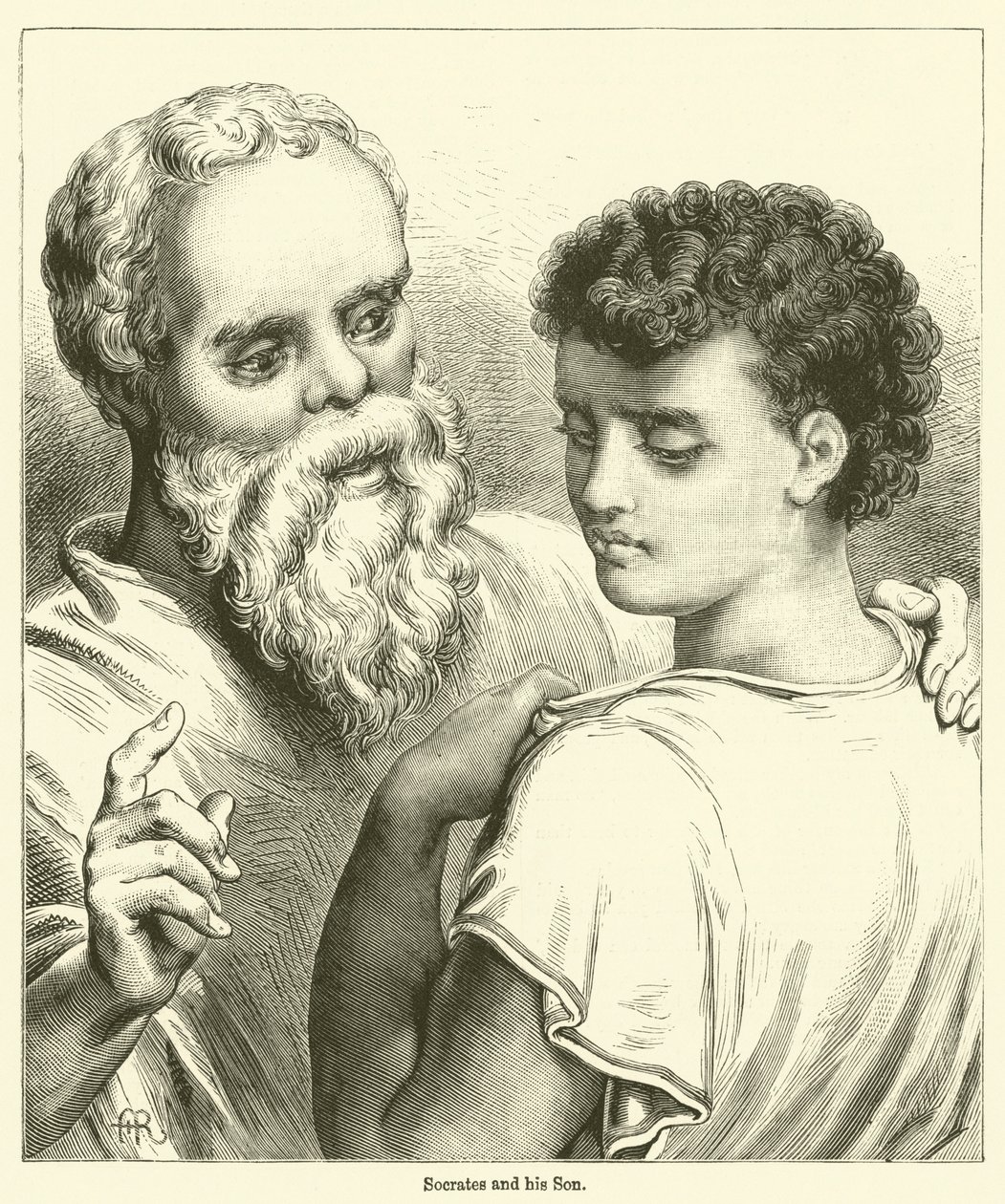 Socrate et son fils (gravure) - English School