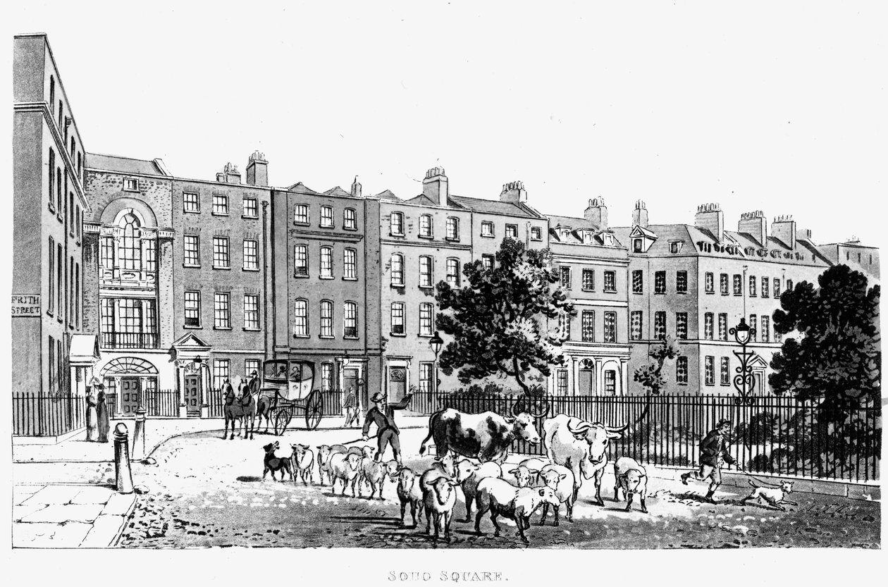 Coin sud-ouest de Soho Square, 1816 - English School