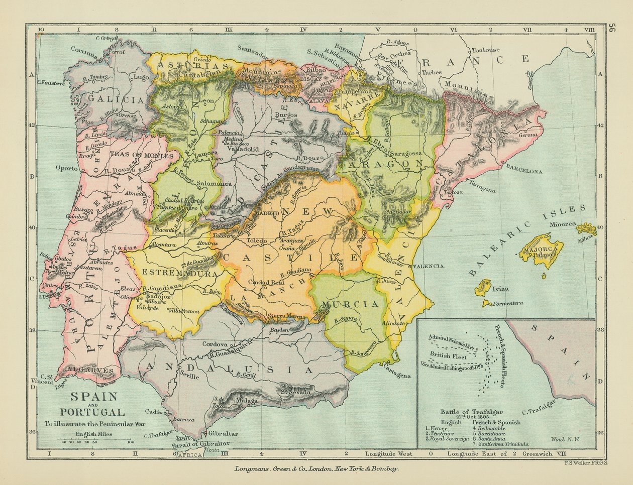 Espagne et Portugal (lithographie couleur) - English School